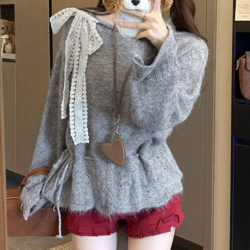 Damen Lässiger Strickpullover mit modischen Details Drune