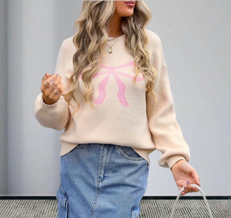 Damen Strickpullover mit charmantem Schleifenmotiv und modischen Details Drune