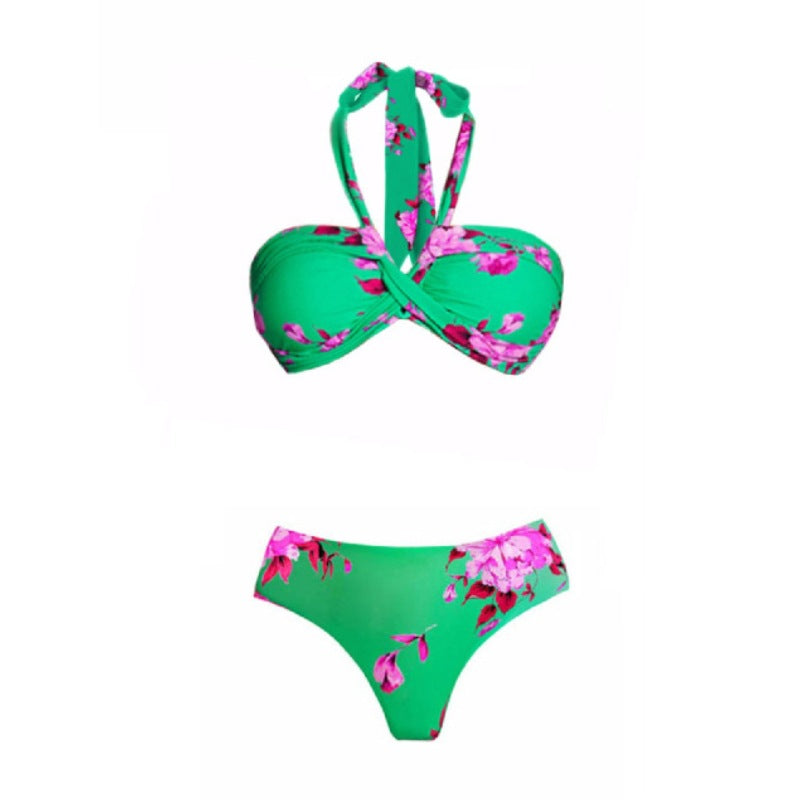 Damen Zweiteiler Badeanzug mit floralem Design Drune