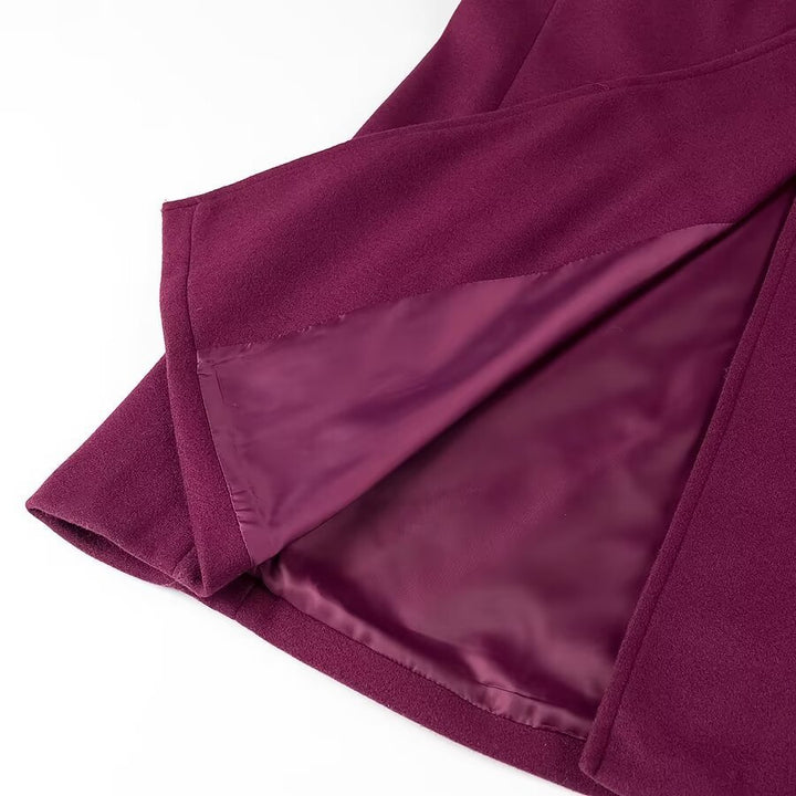 Damen nan extra langer Mantel mit klarer Silhouette, Doppelreiher und Manschettenriegel Drune