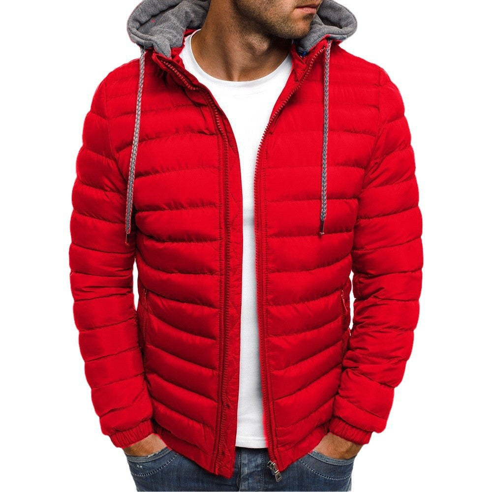 Herren leichte Steppjacke mit Kapuze und seitlichen Reißverschlusstaschen Drune