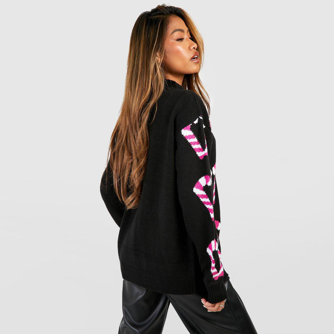 Damen Verspielter Cardigan mit Zuckerstangen-Muster Drune