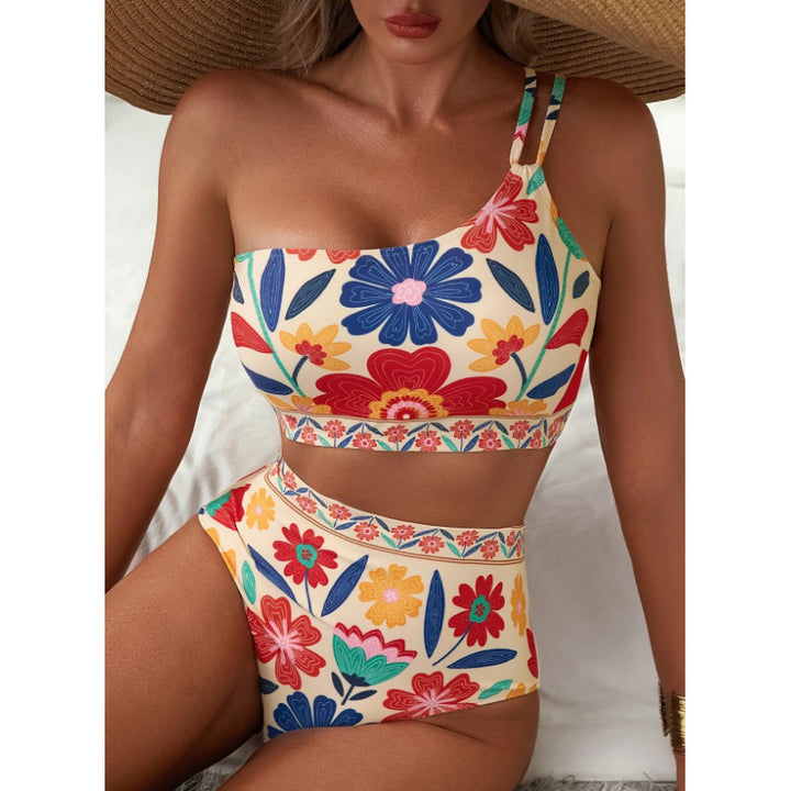 Damen Crop-Top Bikini Set mit floralem Design Drune