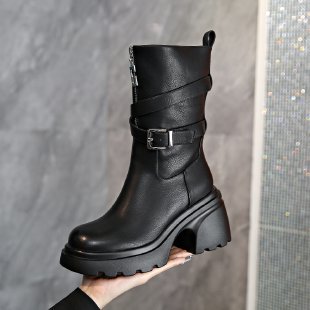 Damen Modische Stiefeletten mit Schnalle Drune