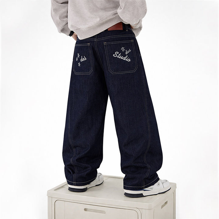 Unisex weite Jeans mit einzigartigem Schriftzug Drune