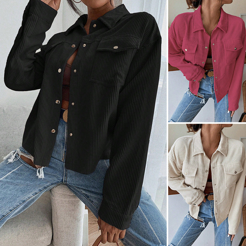 Damen lässige Cordjacke im Oversized-Stil Drune
