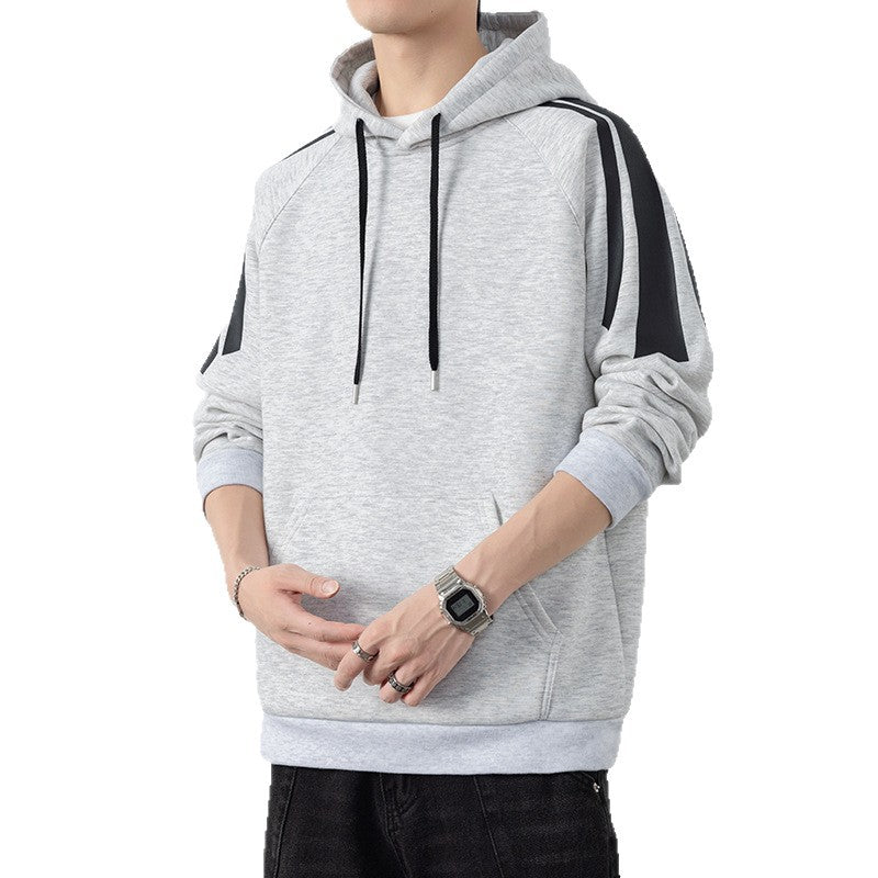 Herren Kapuzenpullover mit Raglanärmeln, Kängurutasche und Kontraststreifen Drune