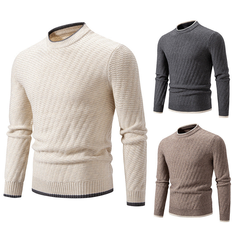 Herren modischer Strickpullover mit strukturiertem Rippmuster Drune