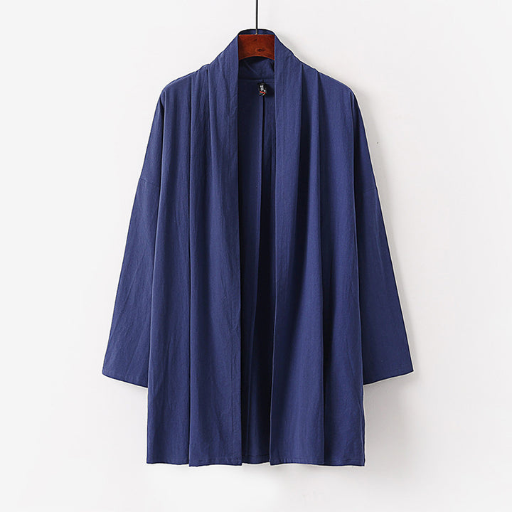 Unisex Offene Kimono-Cardigan aus leichter Baumwoll-Leinen-Mischung Drune