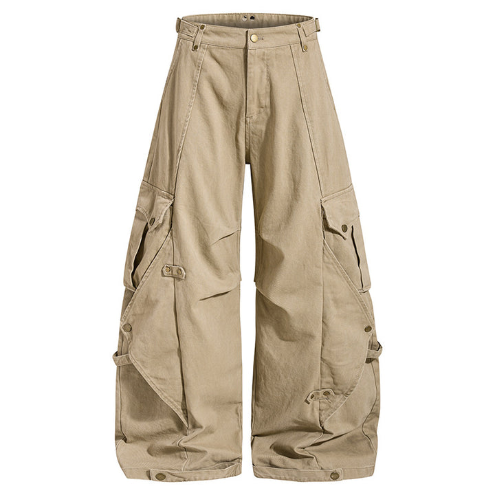 Damen weite Cargo‑Culotte‑Hose mit verstellbaren Riemen, großen Klappentaschen und Ballon‑Silhouette Drune