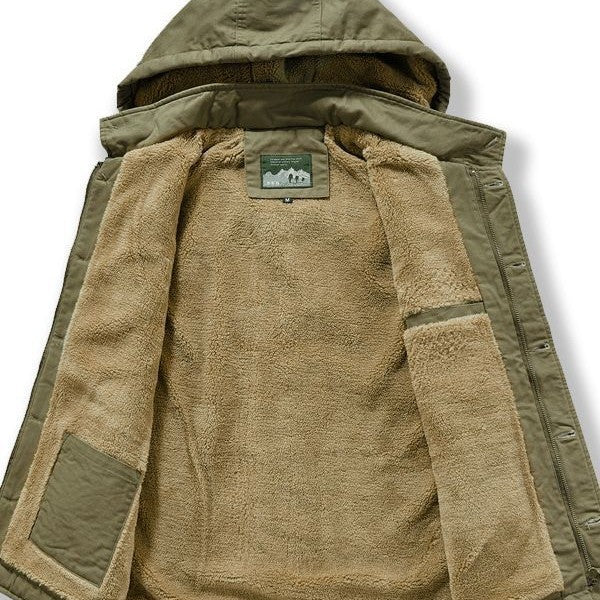 Herren wattierte Utility-Weste mit Teddyfutter und Kapuze Drune
