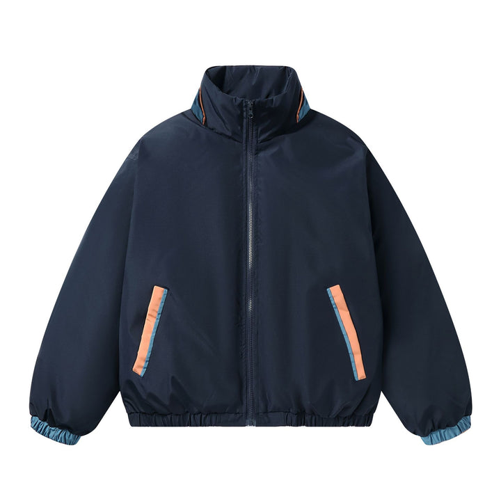 Damen Boxy Leicht-Windbreaker mit hohem Stehkragen und kontrastbesetzten Eingrifftaschen Drune