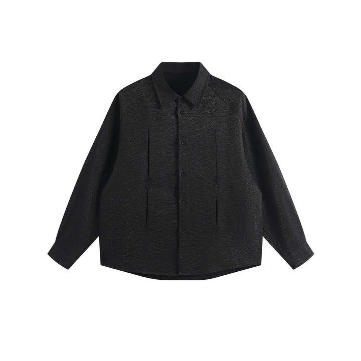 Damen Oversize-Hemdbluse aus strukturierter Baumwollmischung mit Kellerfalten Drune