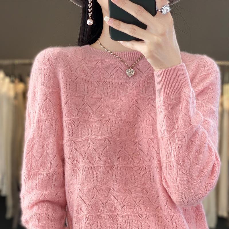 Damen Kuscheliger Feinstrickpullover mit Ajour-Diamantmuster und weiter Passform Drune