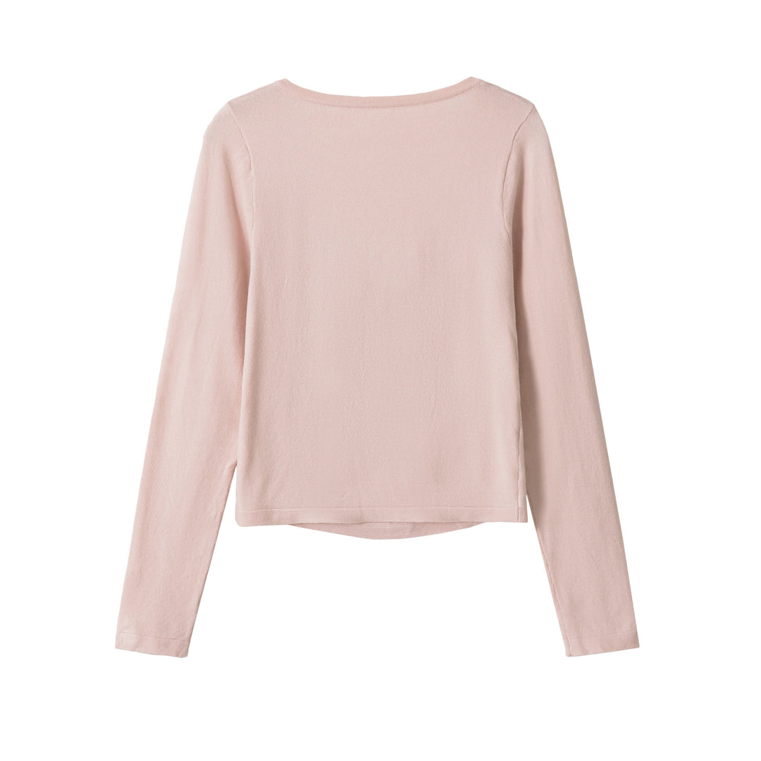 Damen Feiner Cropped-Cardigan mit Spitzen-Einsatz und Knopfleiste Drune