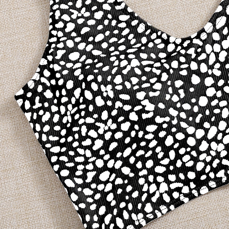 Damen Cropped Badeanzug mit asymmetrischem Design und modischen Bindebändern Drune
