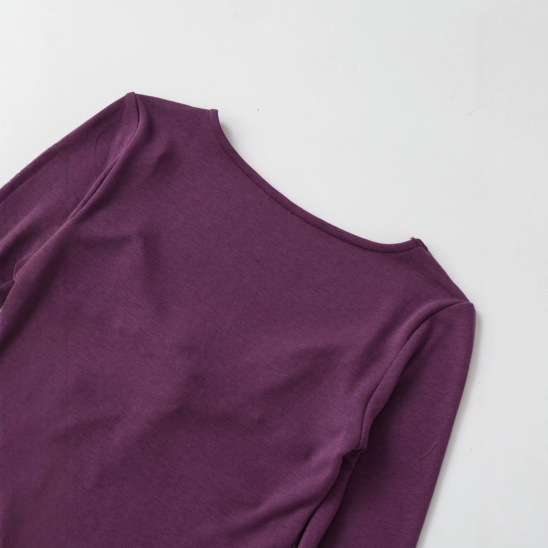 Damen Langarmshirt mit Drehknoten-Detail figurformendem Büstenteil und weiter Ausschnitt Drune