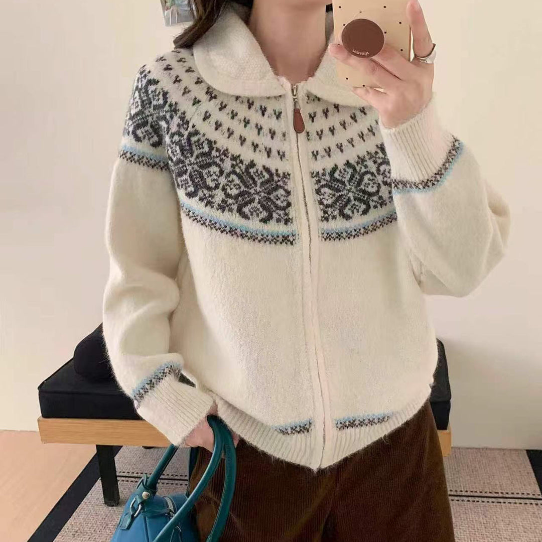 Damen Gemütlicher Strickpullover mit hochgeschlossenem Kragen Drune