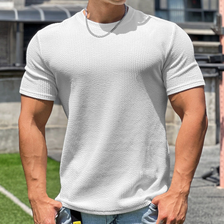 Herren strukturiertes T-Shirt in schlanker Passform mit Rundhalsausschnitt Drune