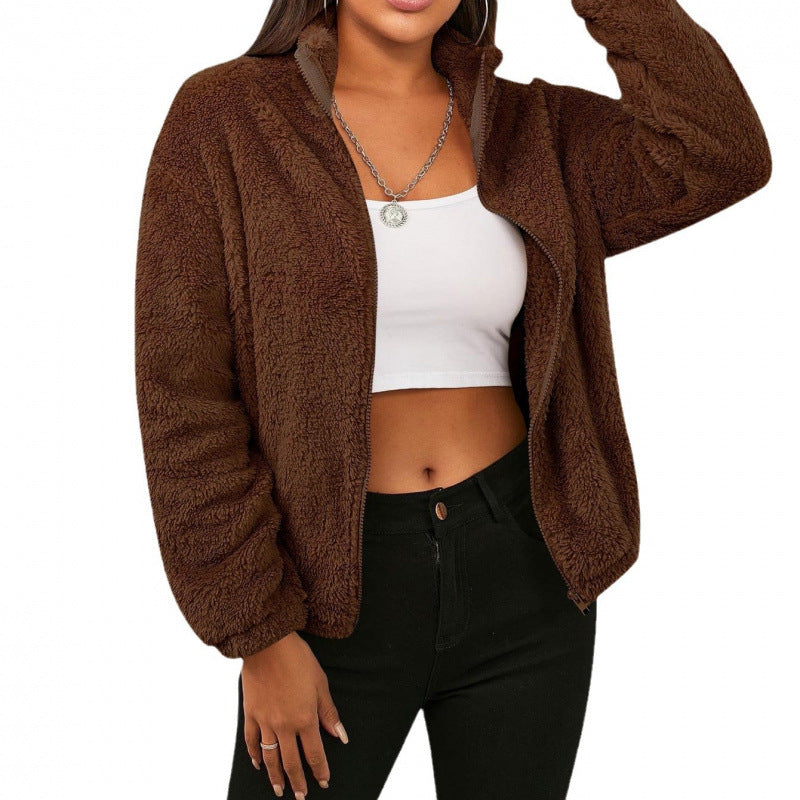 Damen Kuschelige Fleecejacke mit hohem Kragen und Reißverschluss Drune