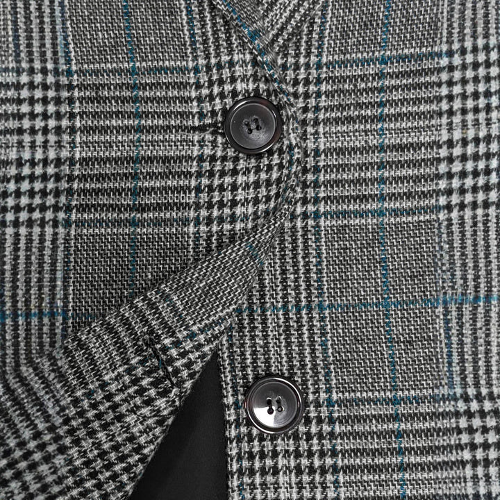 Damen Lockerer Glencheck-Blazer mit Reverskragen, Pattentaschen und Ein-Knopf-Verschluss Drune