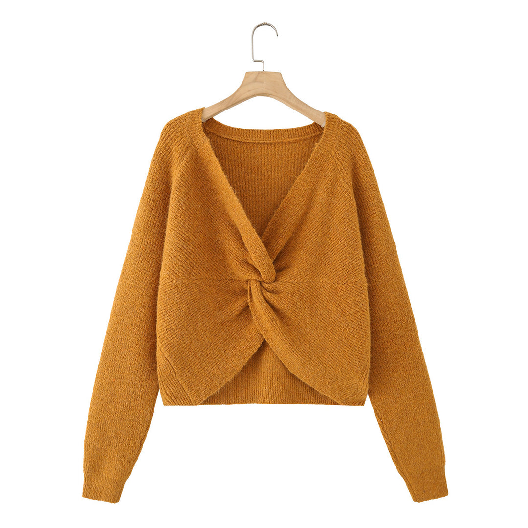 Damen Grobgestrickter Pullover mit U-Boot-Ausschnitt und Cropped-Schnitt Drune
