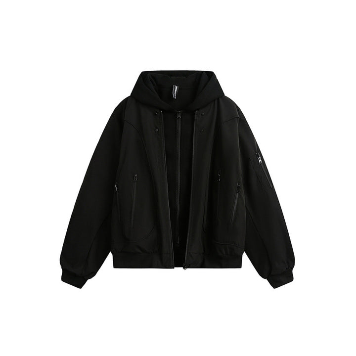 Unisex Layer-Kapuzenjacke mit integrierter Innenweste und Multifunktions-Taschen Drune