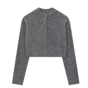 Damen cropped Strickjacke mit eleganten Knopfdetails Drune