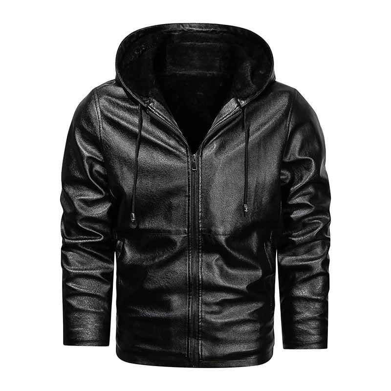 Herren Kapuzen-Lederoptikblouson mit wärmender Teddyfutter‑Innenlage Drune