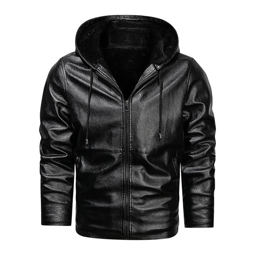 Herren Kapuzen-Lederoptikblouson mit wärmender Teddyfutter‑Innenlage Drune