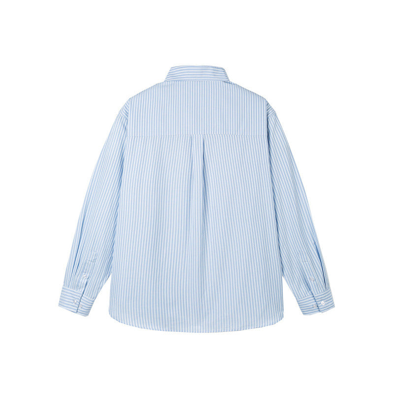 Damen Oversize-Hemd mit feinen Streifen, Brusttasche und abgerundetem Saum Drune