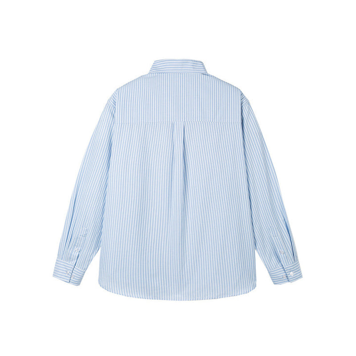 Damen Oversize-Hemd mit feinen Streifen, Brusttasche und abgerundetem Saum Drune
