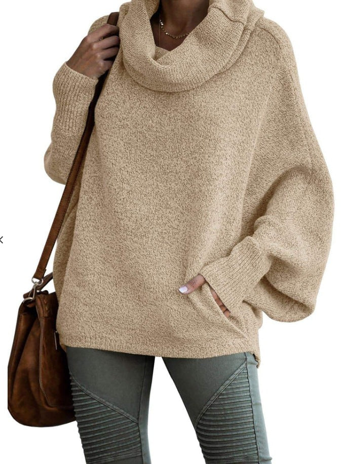 Drune Unifarbene Laterne lockerer langärmeliger Pullover Sweatshirt