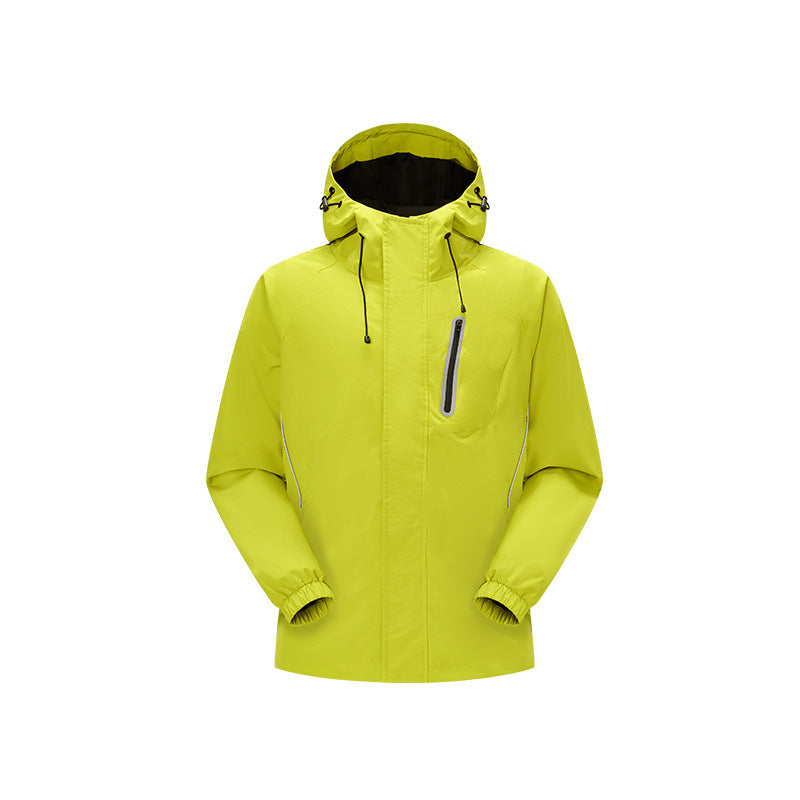 Herren Winddichte atmungsaktive Regen‑ und Softshelljacke mit verstellbarer Kapuze und reflektierenden Einsätzen Drune