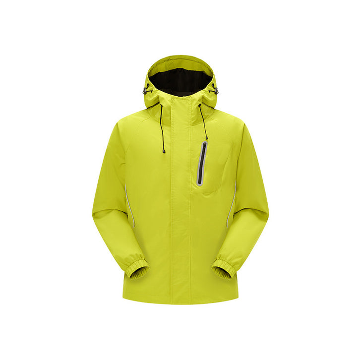 Herren Winddichte atmungsaktive Regen‑ und Softshelljacke mit verstellbarer Kapuze und reflektierenden Einsätzen Drune