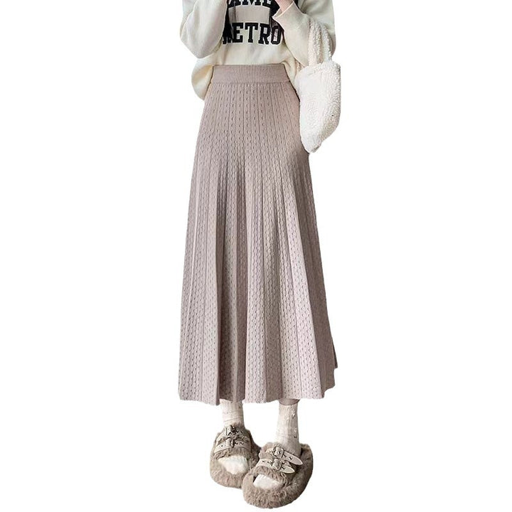 Damen Eleganter plissierter Maxirock mit hohem Bund und feiner Textur Drune