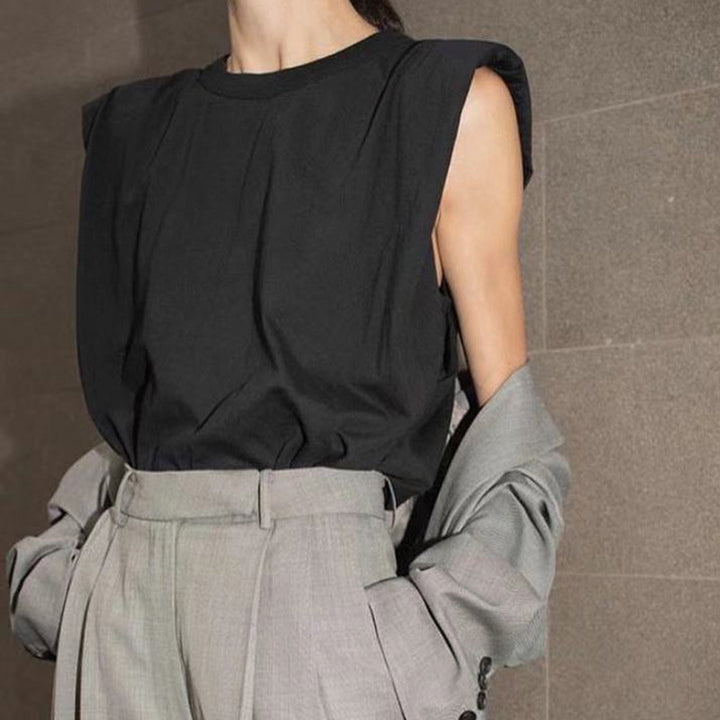 Damen Oversize T-Shirt mit Schulterpolstern Drune
