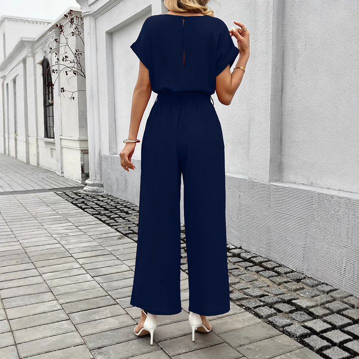 Damen Jumpsuit mit weitem Bein und Taillengürtel Drune