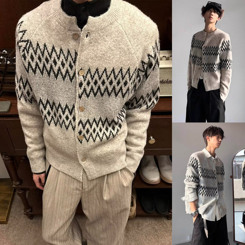 Herren Modische Strickjacke mit geometrischem Muster Drune