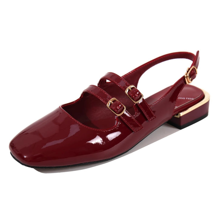 Damen Sling-Ballerinas mit doppeltem Riemchen und komfortablem Blockabsatz Drune