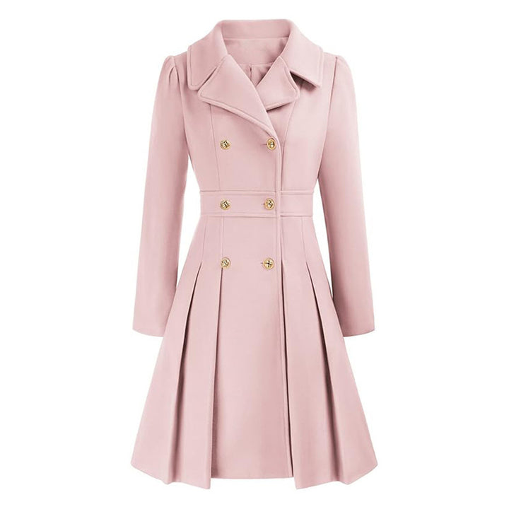 Damen taillierter Trenchcoat mit doppelter Knopfreihe und Falten Drune