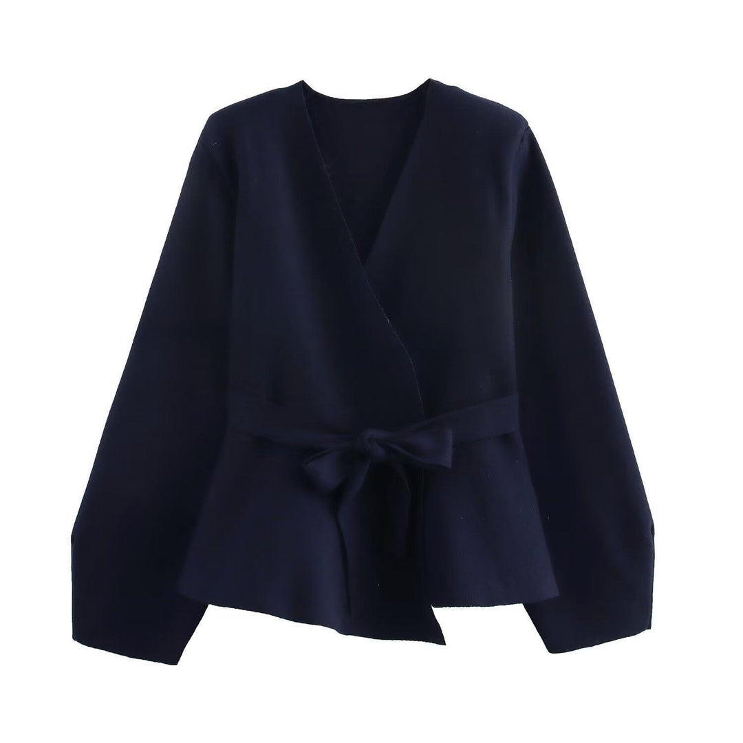 Damen Wickeljacke mit eleganter Taillierung und Bogenmotiv Drune