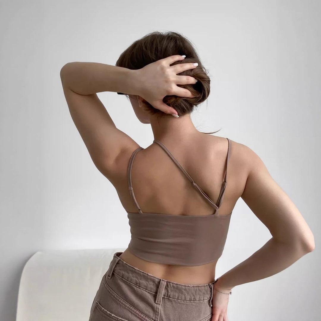 Damen Crop-Top mit schmalen Trägern und innovativem Schnitt Drune