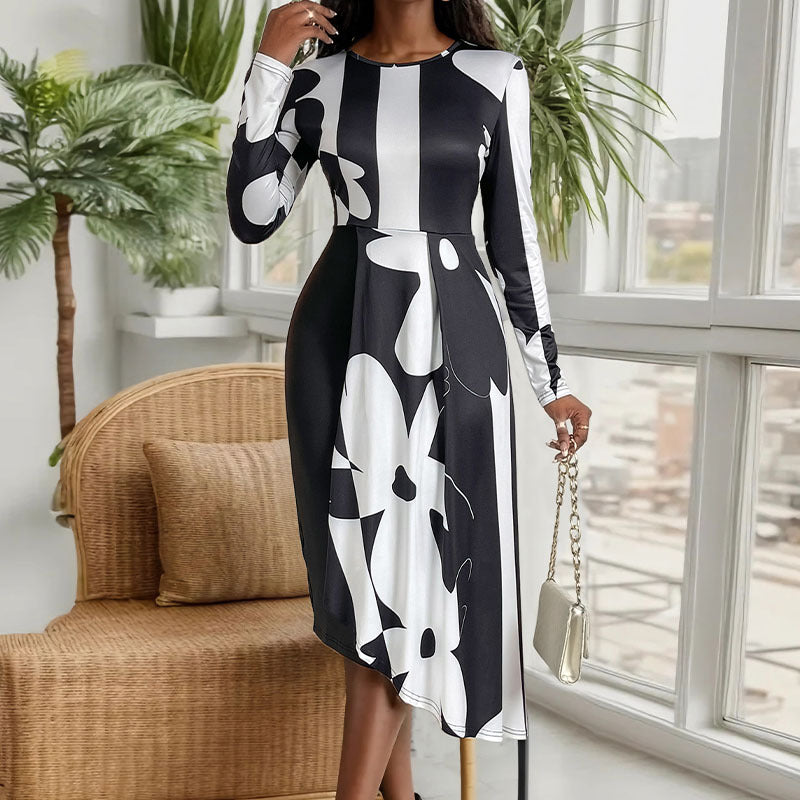 Damen Maxikleid mit modernem Grafikdesign und elegantem Schnitt Drune