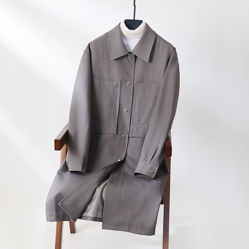 Herren Leichter Mantel im Overshirt‑Stil mit aufgesetzten Taschen Drune