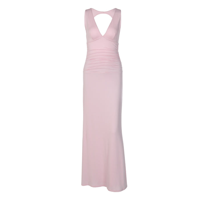 Damen Elegantes Kleid mit tiefem V-Ausschnitt und raffiniertem Rücken Drune