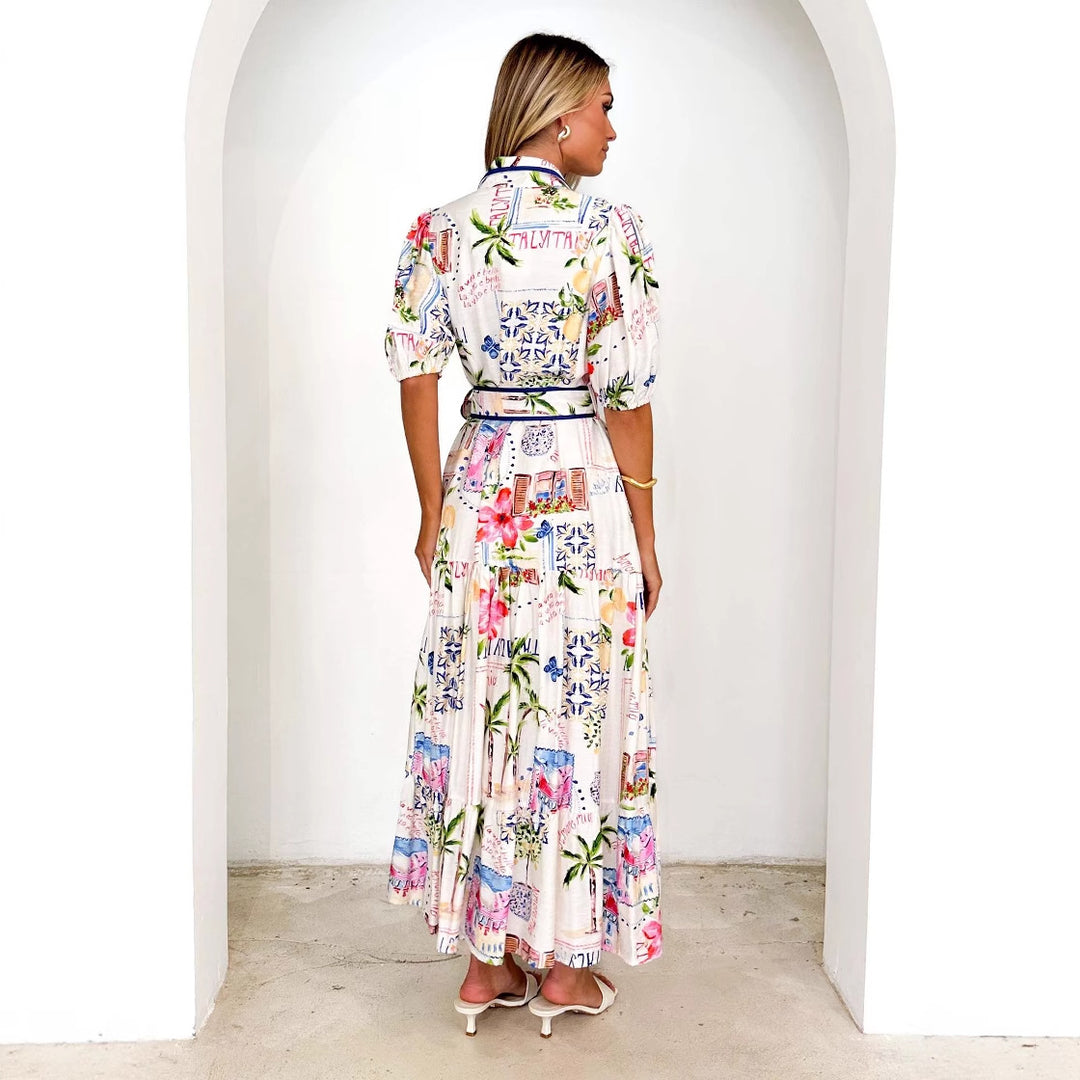 Damen Luftiges Maxikleid mit floralem Grafikdesign und praktischen Taschen Drune