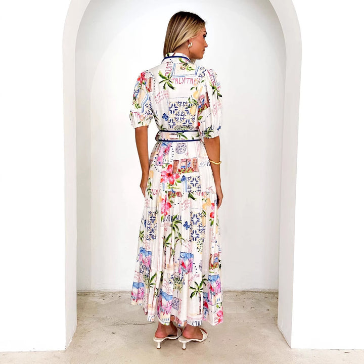Damen Luftiges Maxikleid mit floralem Grafikdesign und praktischen Taschen Drune