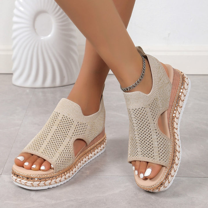 Damen Smart Casual Plateau Sandalen mit atmungsaktivem Obermaterial und rutschfester Sohle Drune