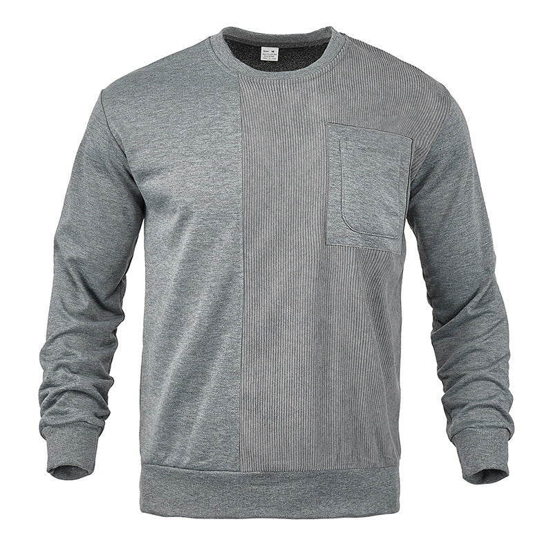 Herren Struktur-Sweatshirt mit Rippen-Panel und Brusttasche Drune